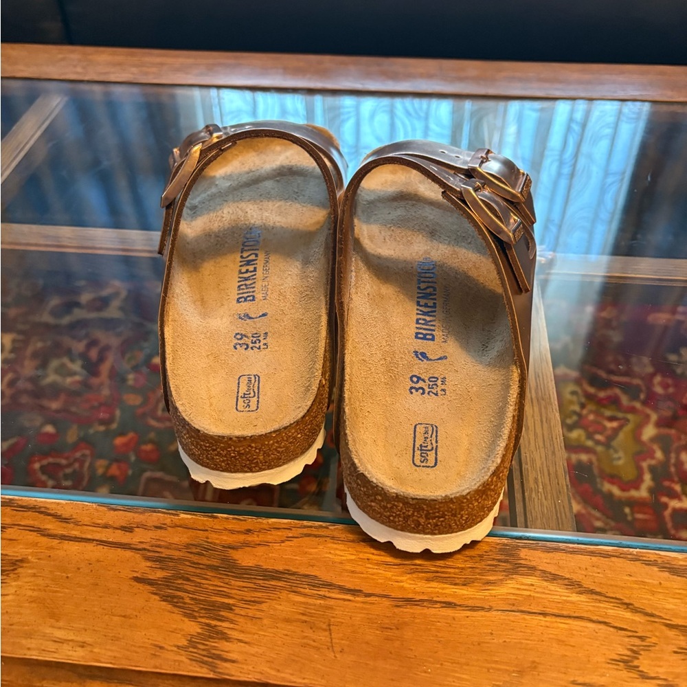 Birkenstock Arizona Metallic Bronze Two-Strap Sandals - Picture 4 of 9